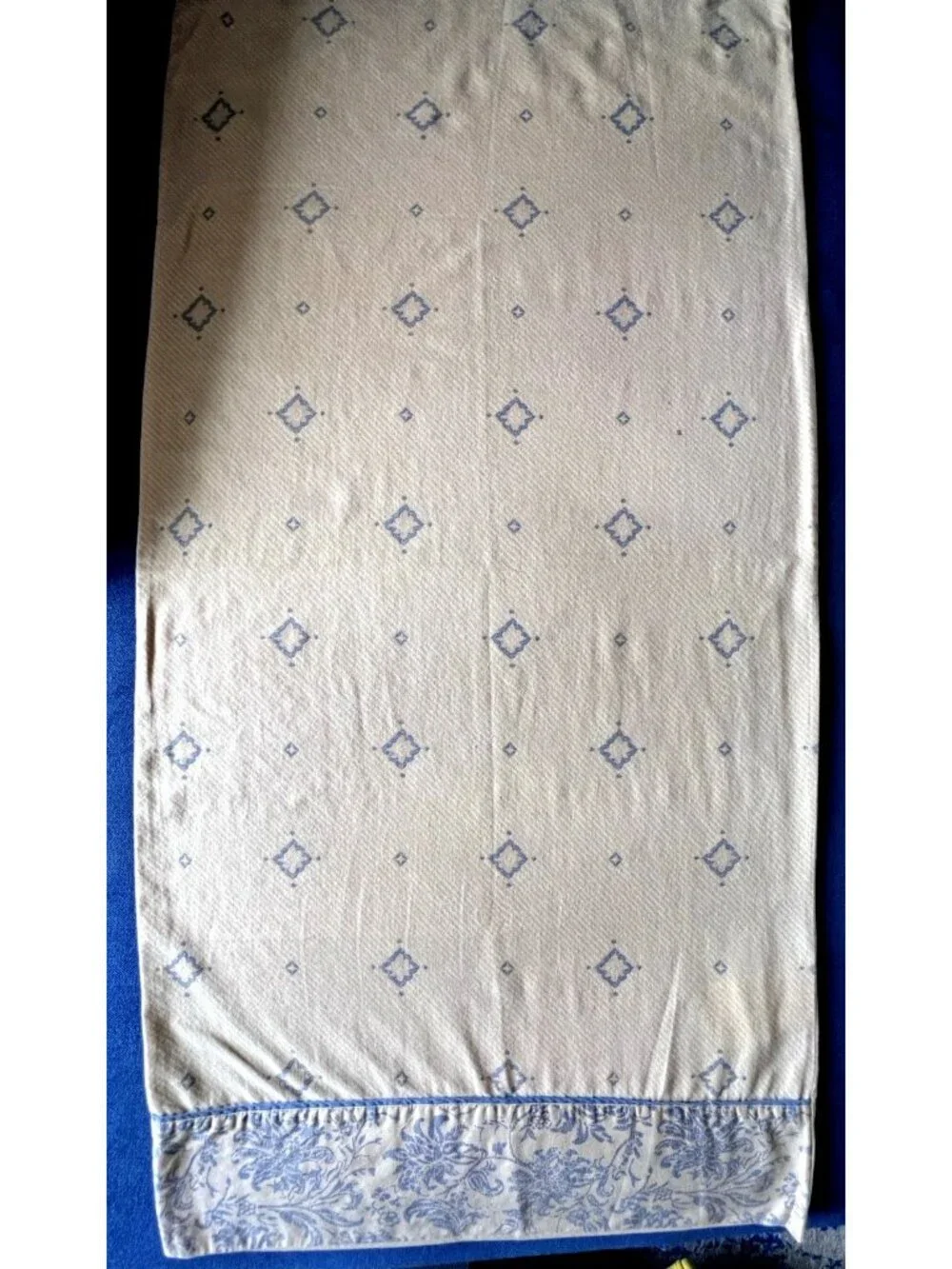 Sheridan Home KING Size Pillowcase Blue Cream Jacquard 100% Cotton Bedding NICE